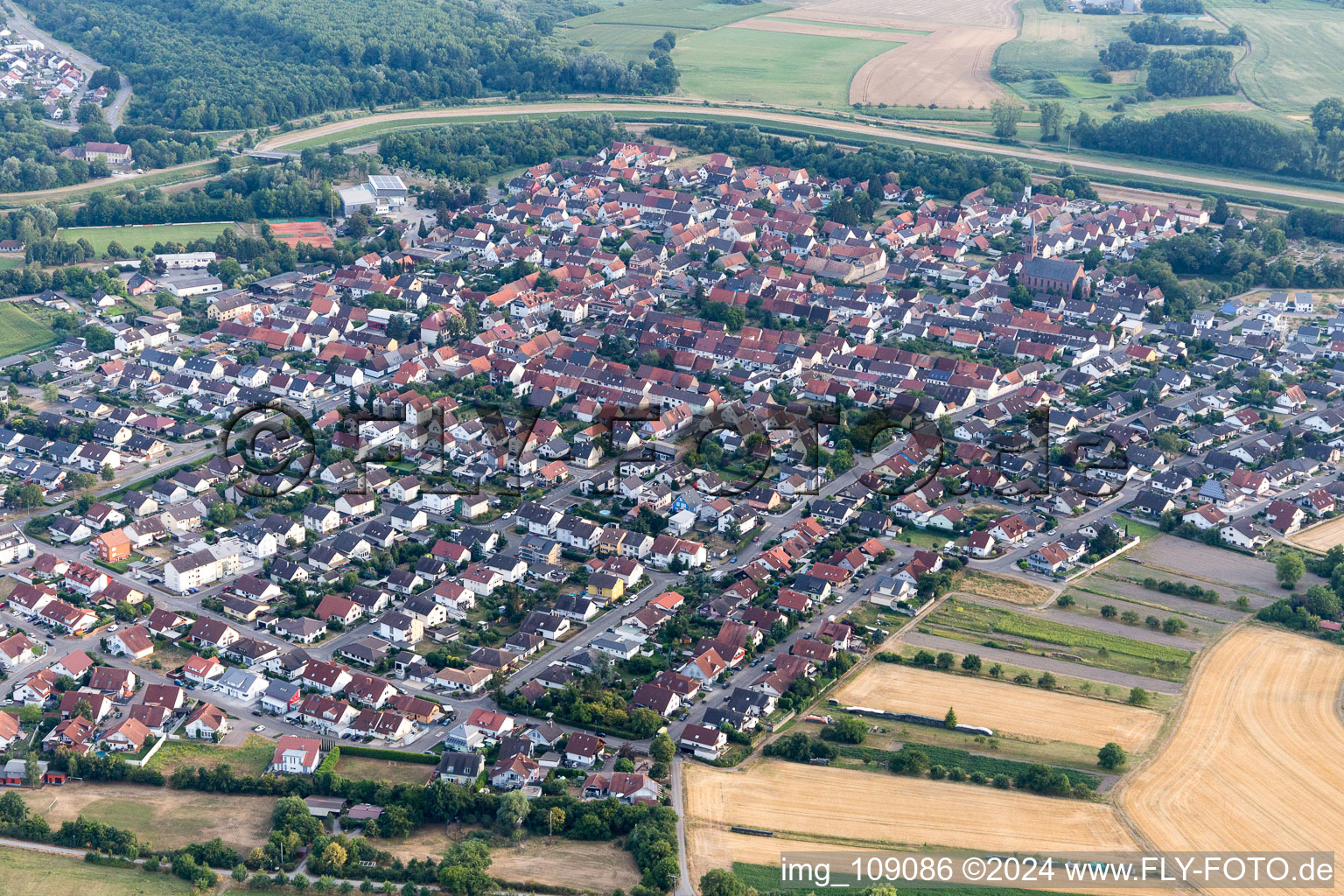 District Rußheim in Dettenheim in the state Baden-Wuerttemberg, Germany out of the air