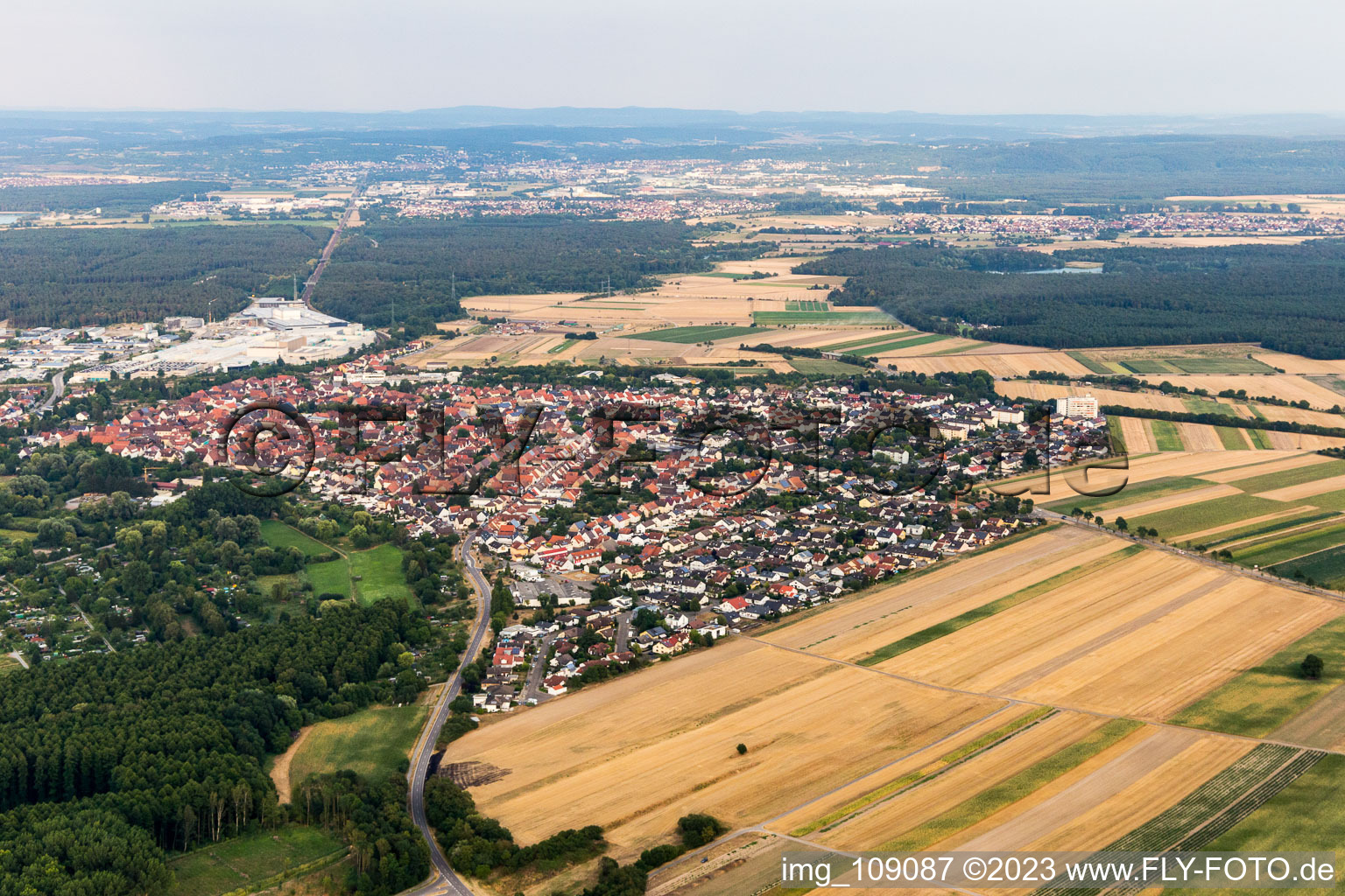 Drone image of District Graben in Graben-Neudorf in the state Baden-Wuerttemberg, Germany