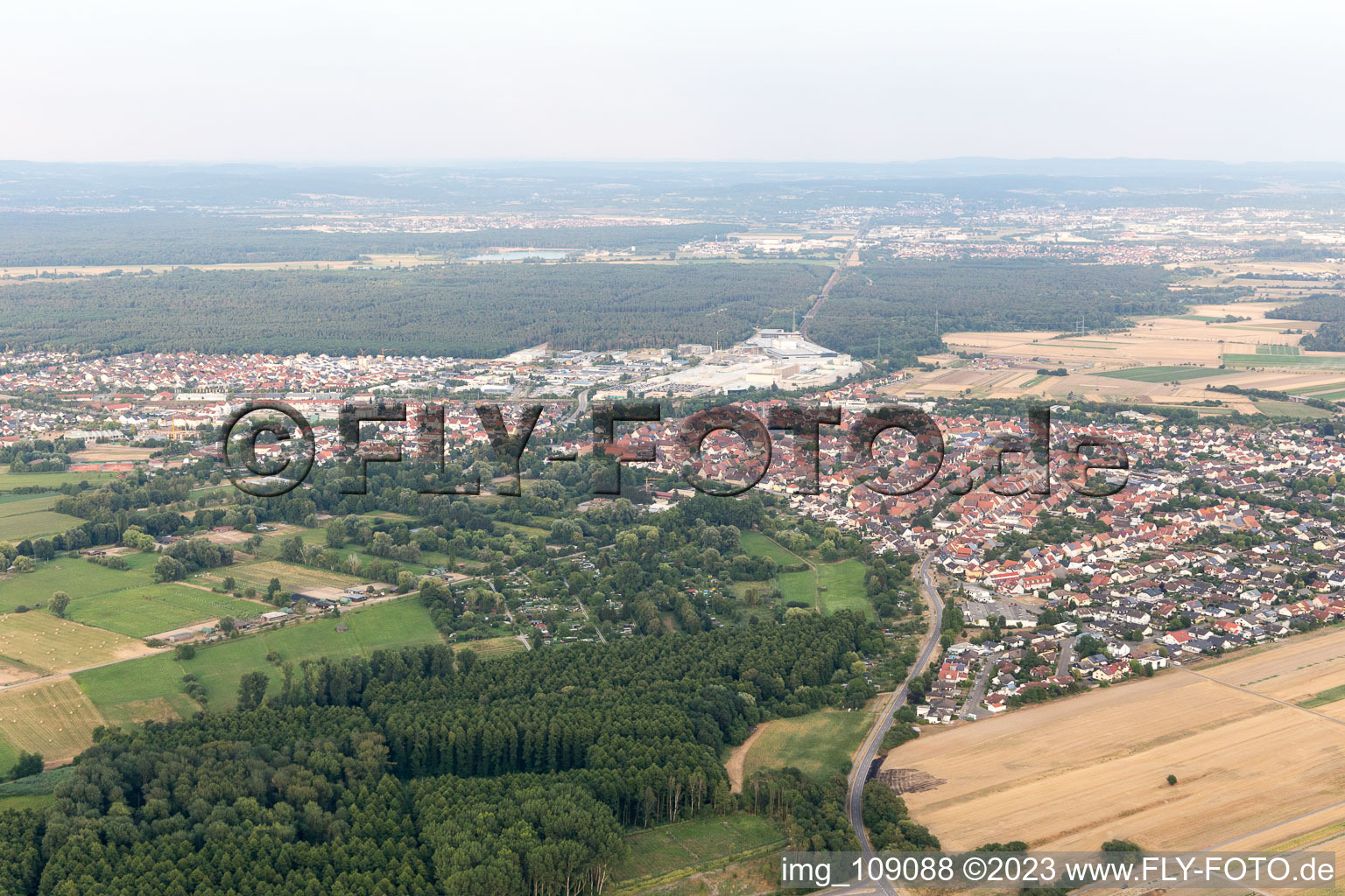 District Graben in Graben-Neudorf in the state Baden-Wuerttemberg, Germany from the drone perspective