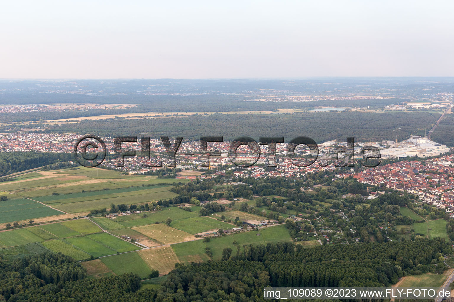 District Graben in Graben-Neudorf in the state Baden-Wuerttemberg, Germany from a drone