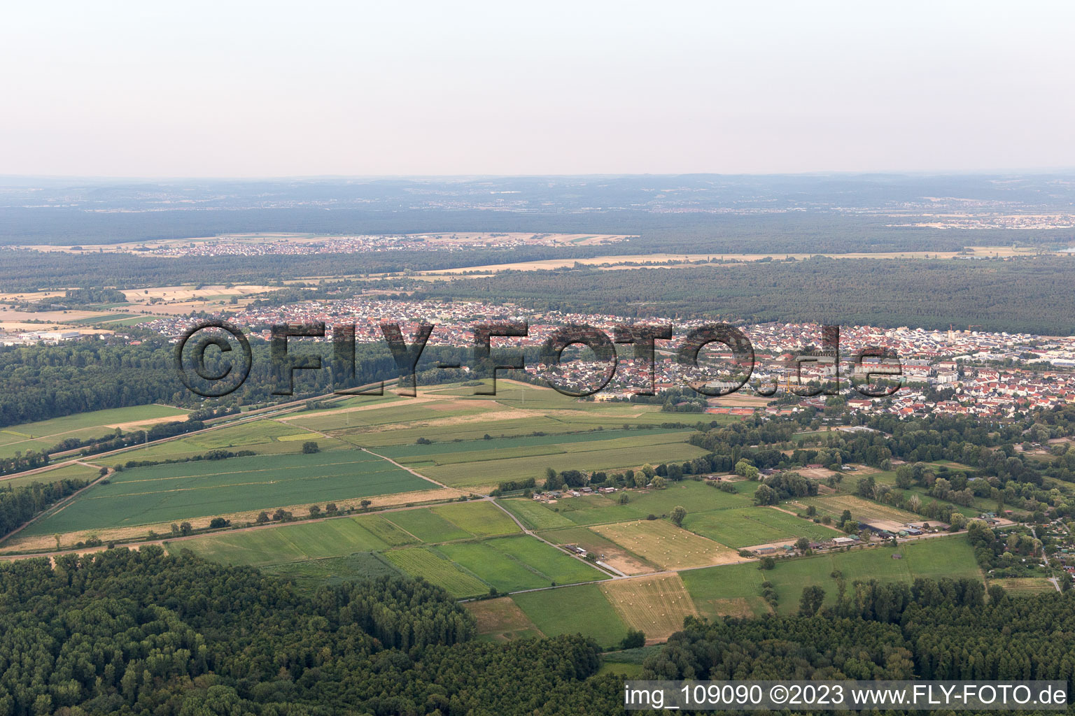 District Graben in Graben-Neudorf in the state Baden-Wuerttemberg, Germany seen from a drone