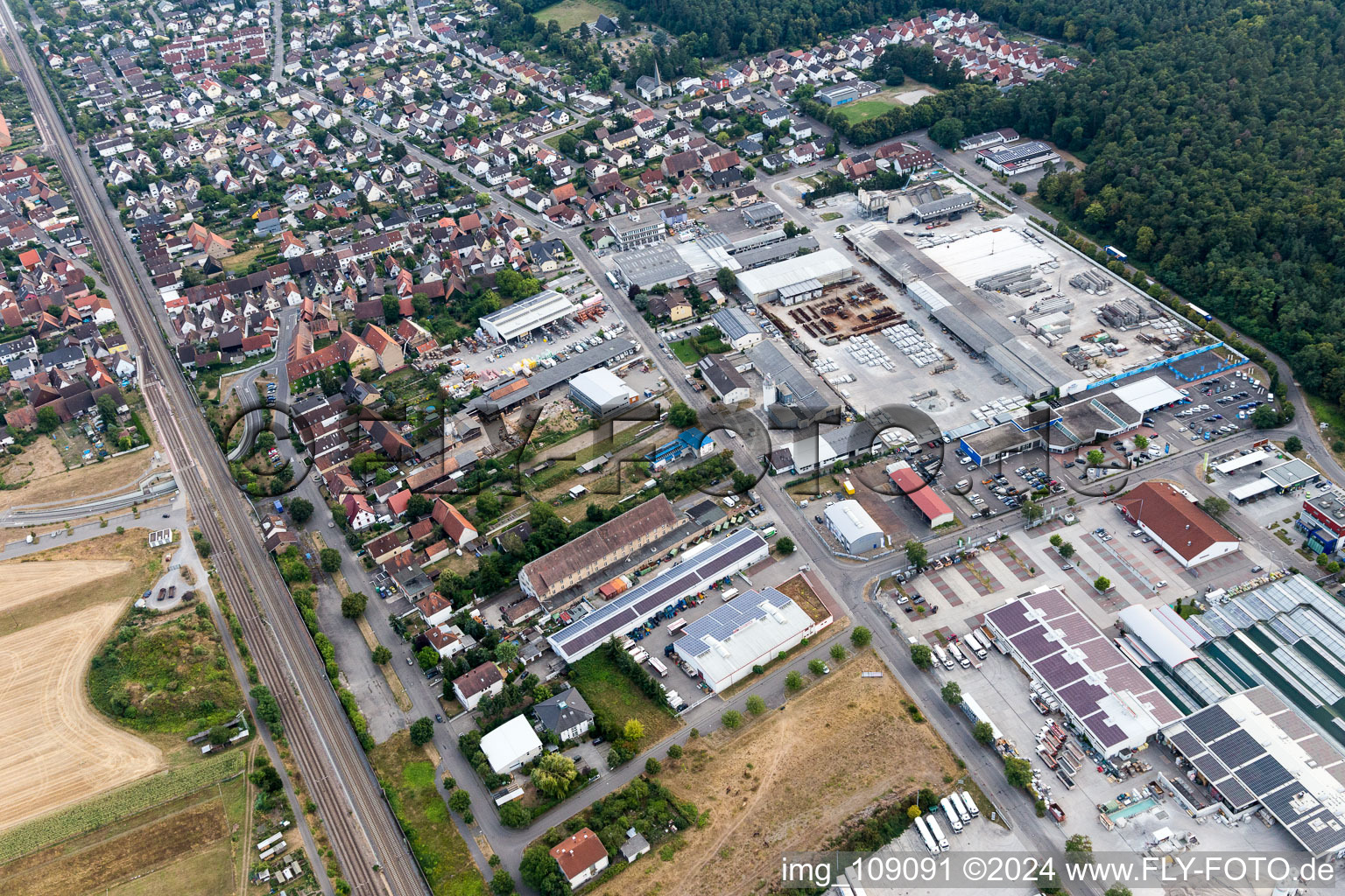 Industrial area Spöckerbuchenstr in the district Friedrichstal in Stutensee in the state Baden-Wuerttemberg, Germany