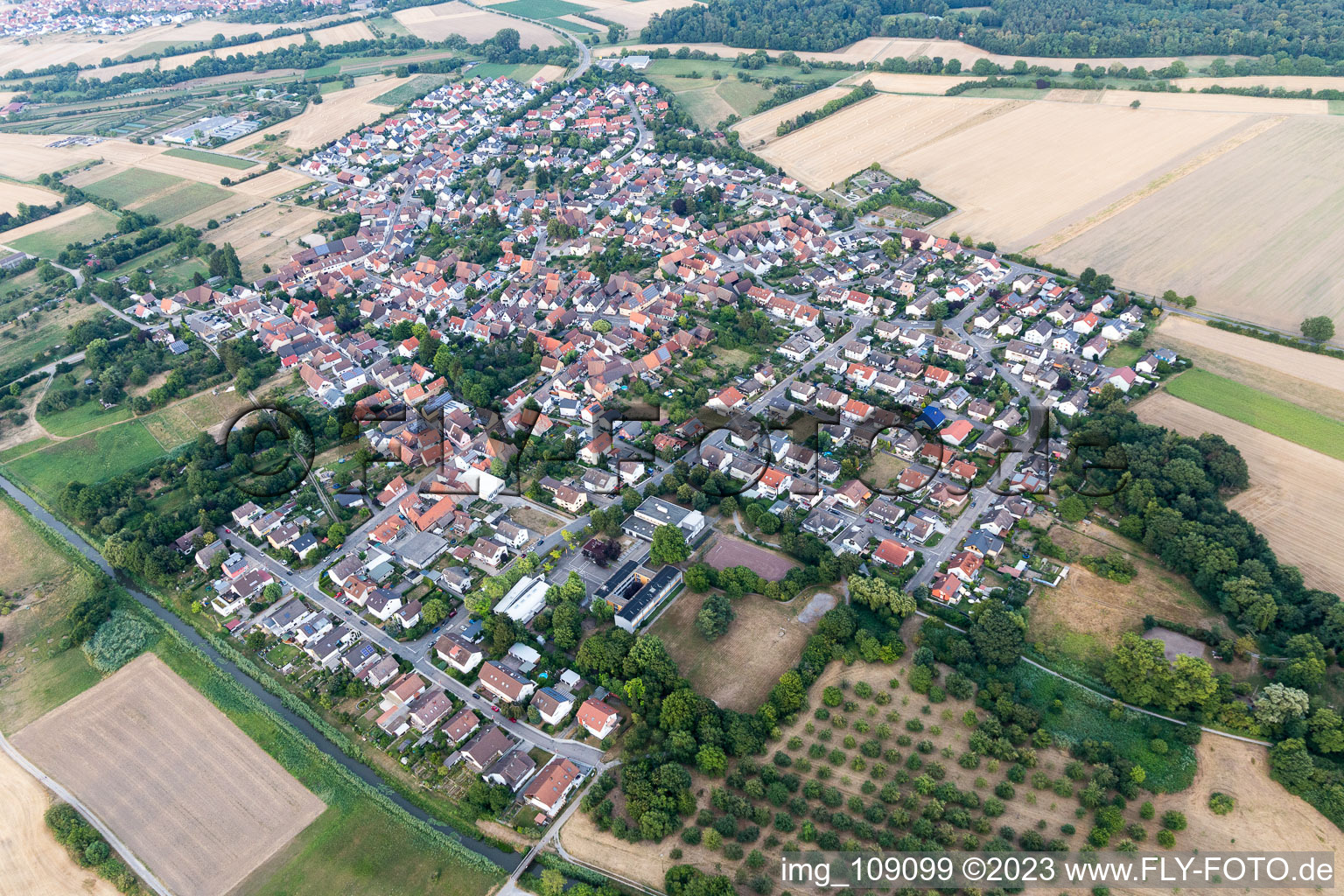 District Staffort in Stutensee in the state Baden-Wuerttemberg, Germany viewn from the air