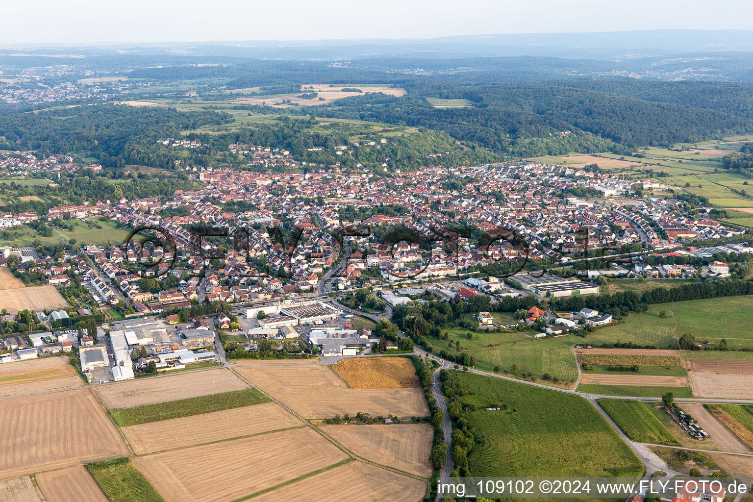 Weingarten in the state Baden-Wuerttemberg, Germany seen from a drone