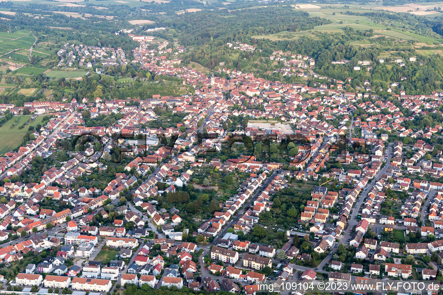 Aerial photograpy of Weingarten in the state Baden-Wuerttemberg, Germany
