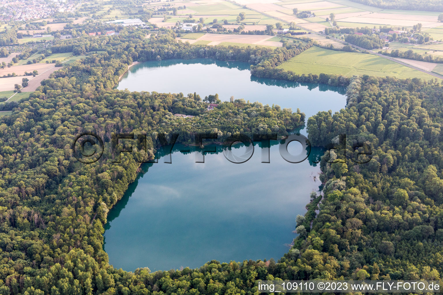 Quarry pond in the district Grötzingen in Karlsruhe in the state Baden-Wuerttemberg, Germany