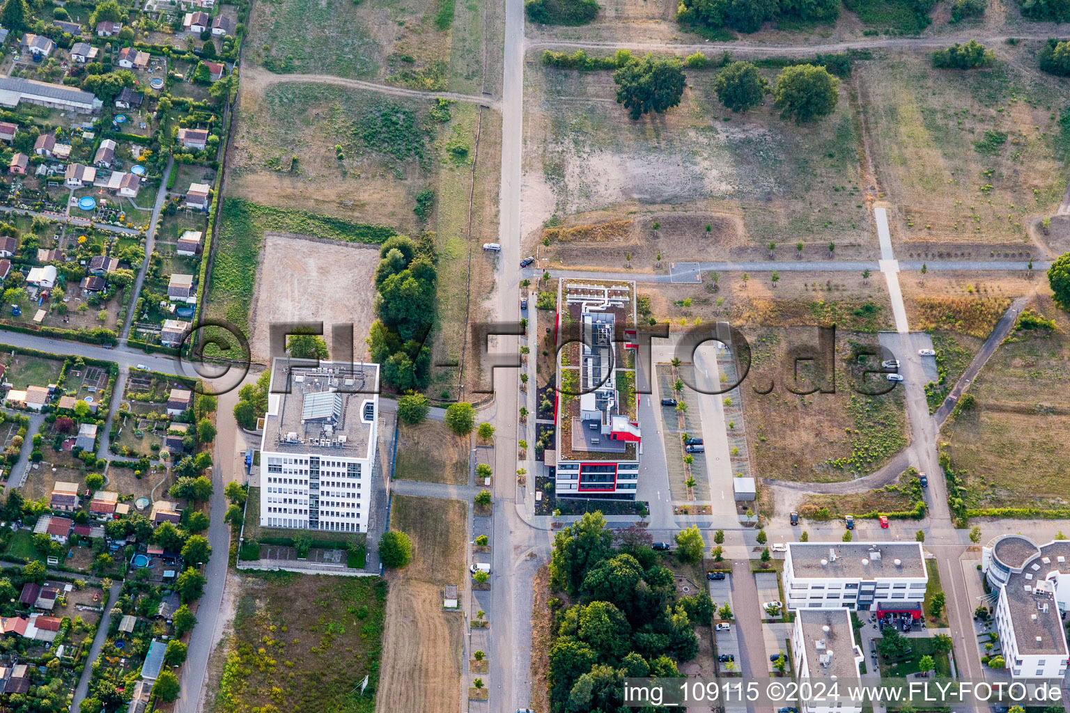 Aerial view of Technology park Karlsruhe in the district Rintheim in Karlsruhe in the state Baden-Wuerttemberg, Germany