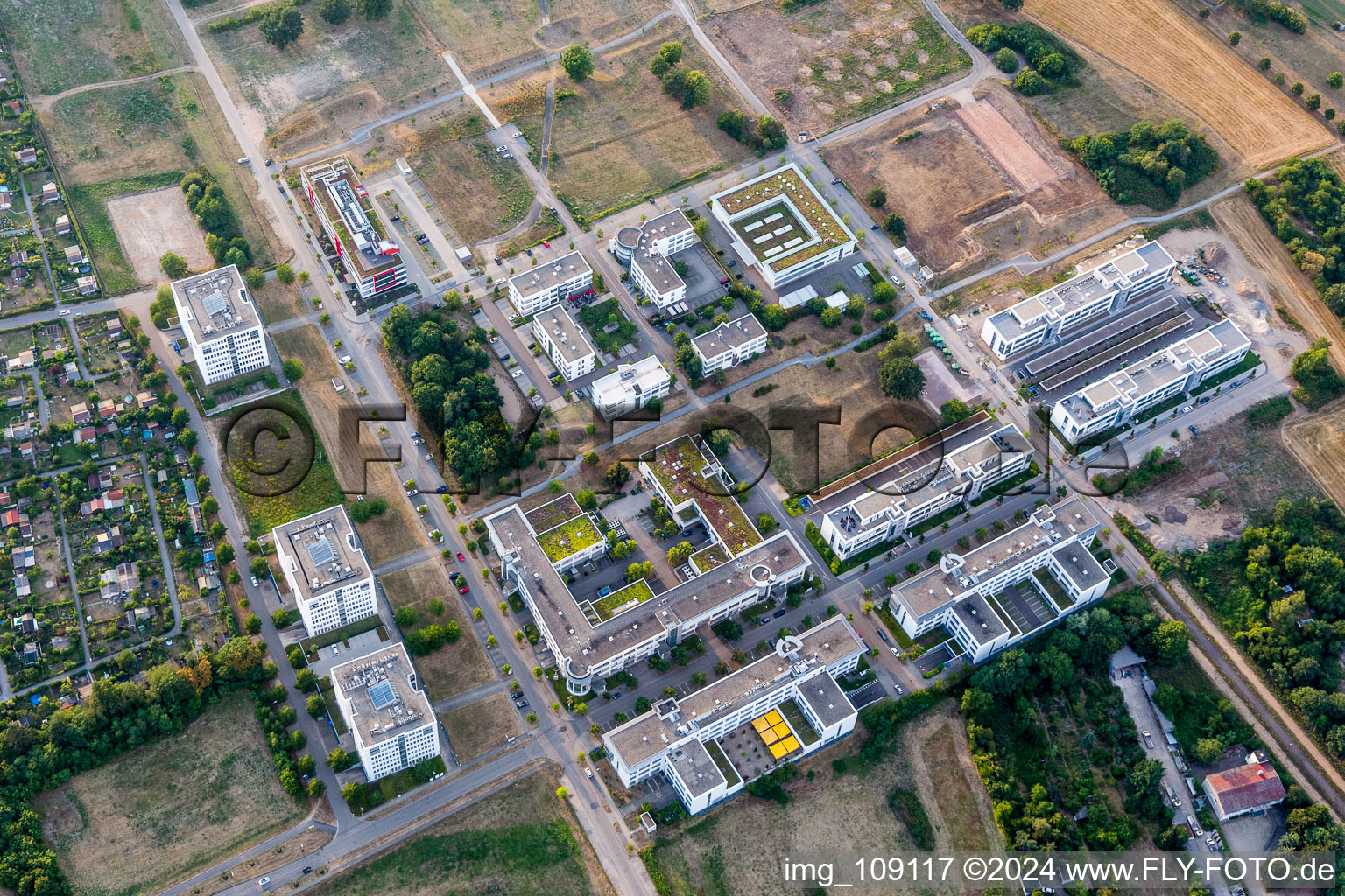 Aerial photograpy of Technology Park Karlsruhe in the district Rintheim in Karlsruhe in the state Baden-Wuerttemberg, Germany