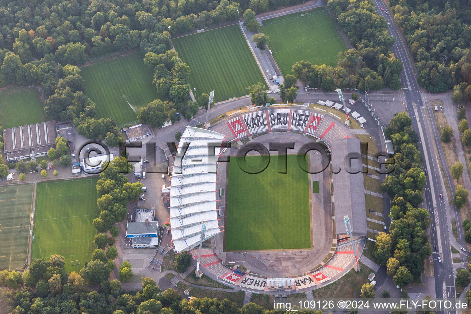 KSC Wildpark Stadium in the district Innenstadt-Ost in Karlsruhe in the state Baden-Wuerttemberg, Germany