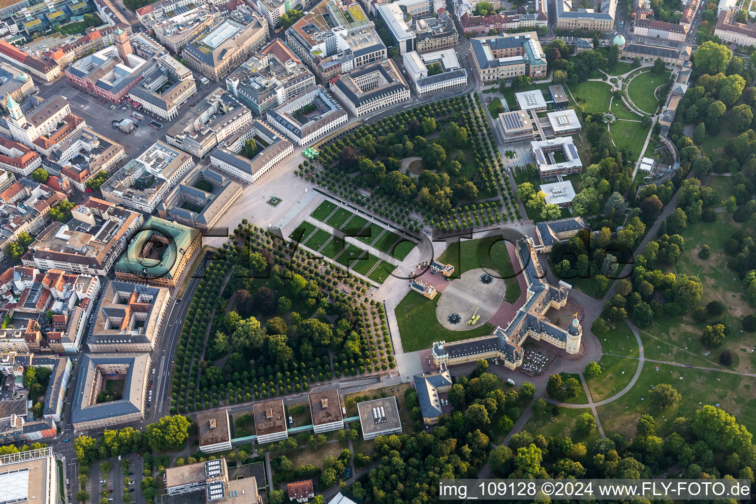 Building complex in the park of the castle Karlsruhe in Karlsruhe in the state Baden-Wurttemberg, Germany