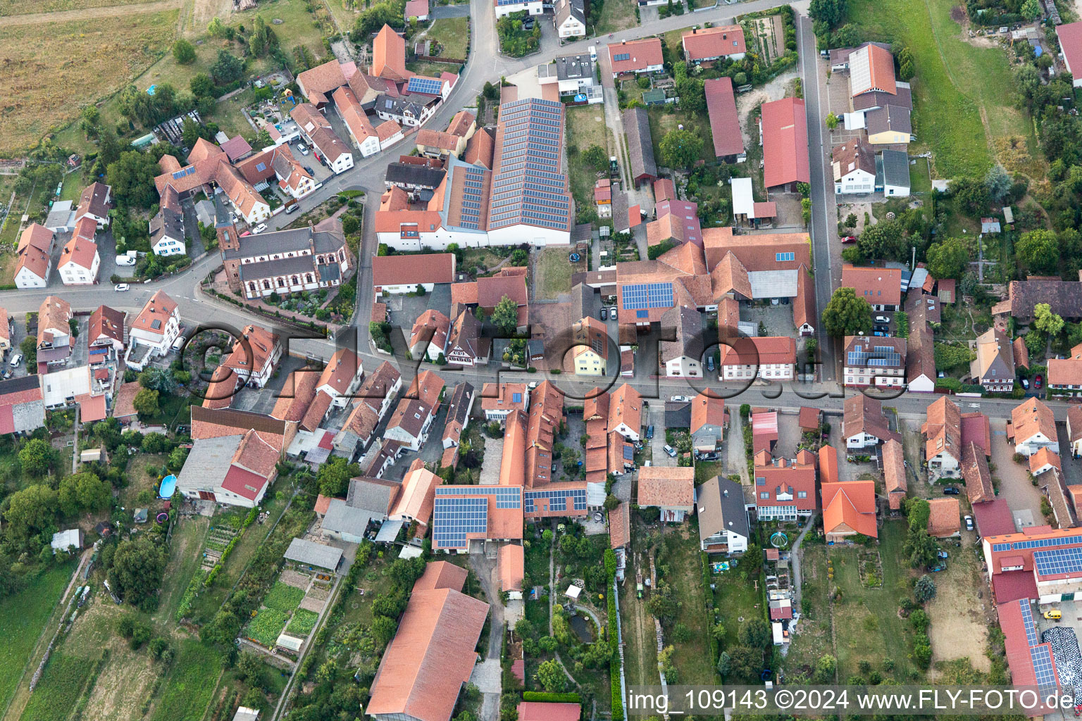 Aerial view of Schweighofen in the state Rhineland-Palatinate, Germany