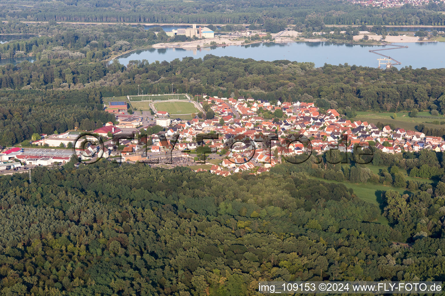 Aerial photograpy of Seltz in the state Bas-Rhin, France