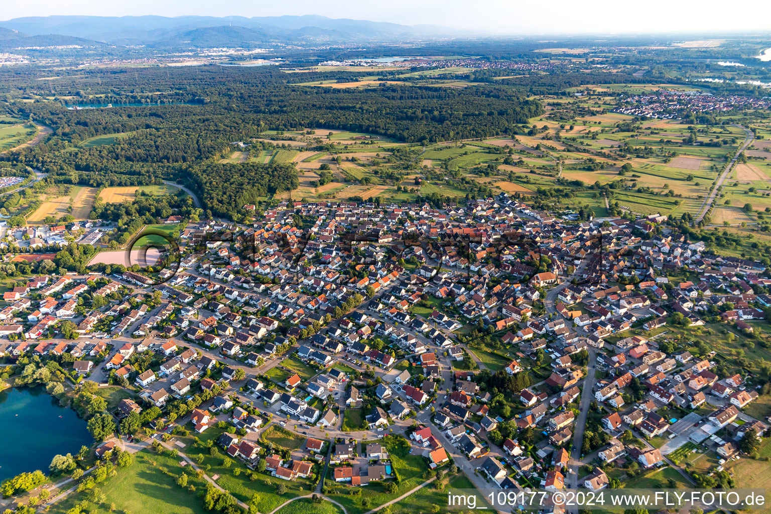 Aerial photograpy of District Ottersdorf in Rastatt in the state Baden-Wuerttemberg, Germany