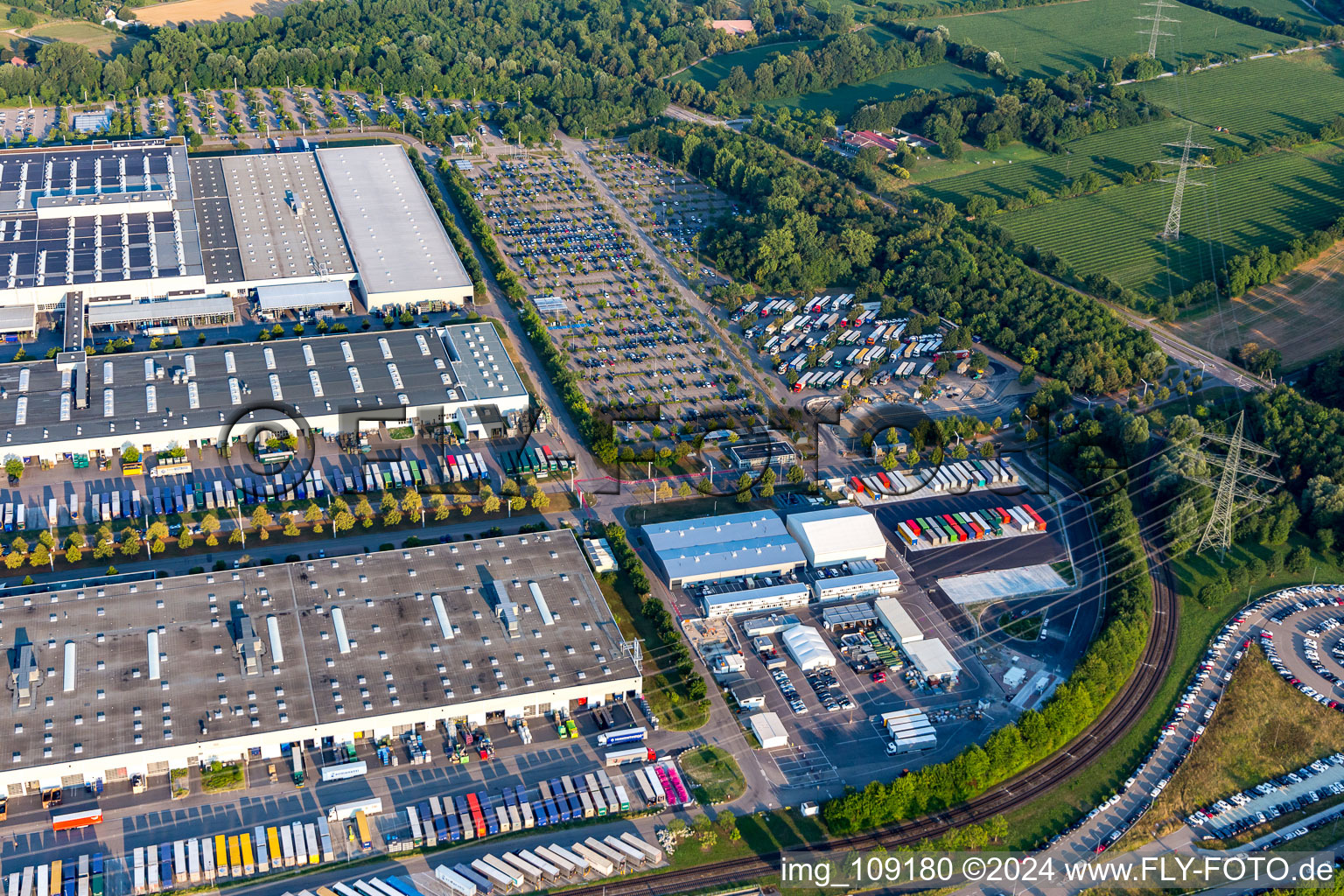 Oblique view of Mercedes Benz plant in Rastatt in the state Baden-Wuerttemberg, Germany