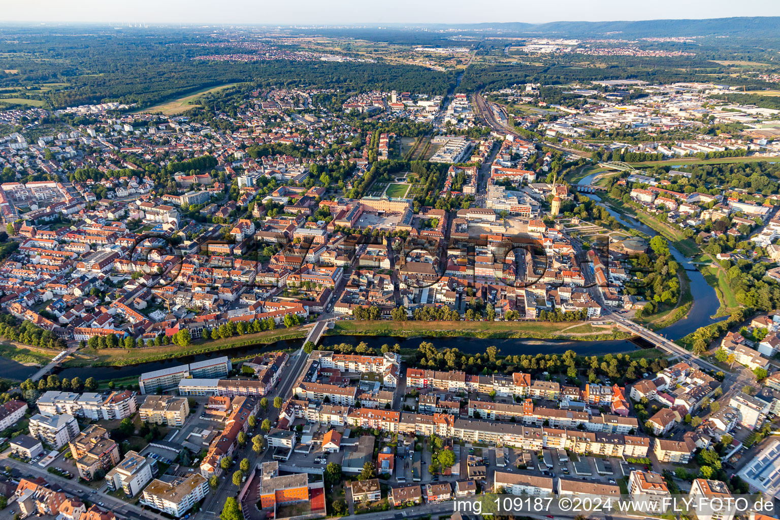 Aerial photograpy of From the southwest in Rastatt in the state Baden-Wuerttemberg, Germany