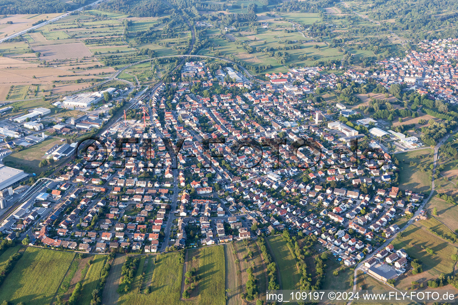 Malsch in the state Baden-Wuerttemberg, Germany from above