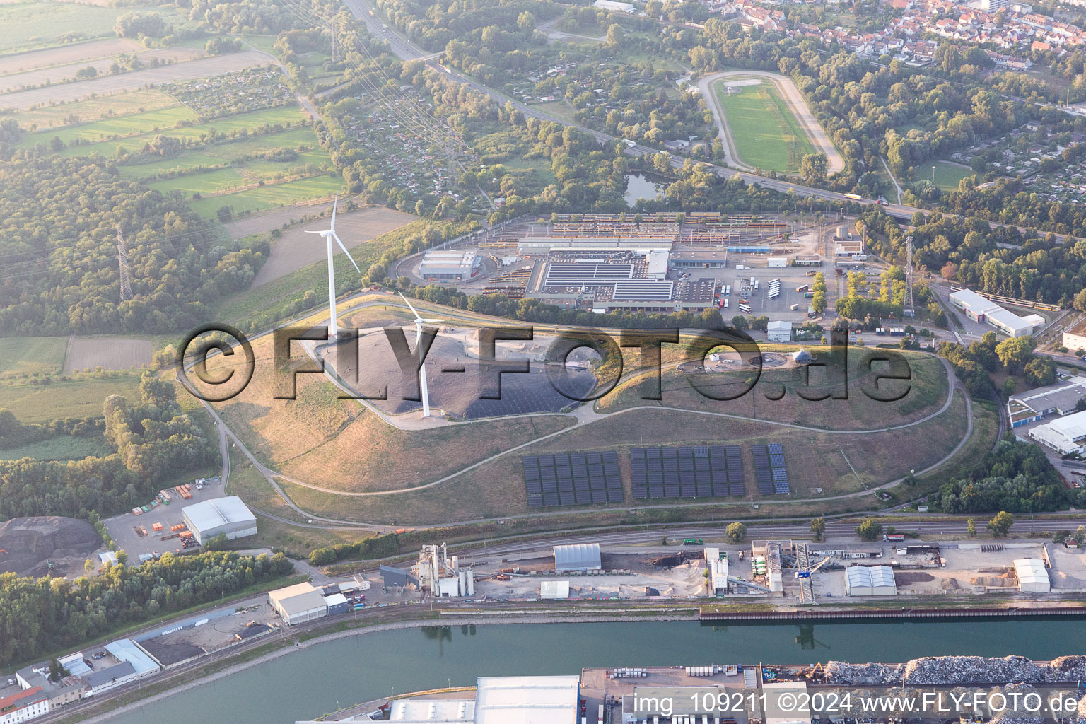 District Rheinhafen in Karlsruhe in the state Baden-Wuerttemberg, Germany from a drone