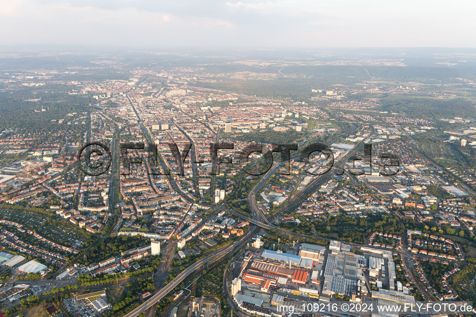 District Mühlburg in Karlsruhe in the state Baden-Wuerttemberg, Germany out of the air