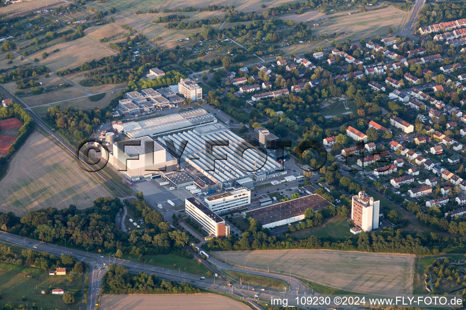 Aerial view of NW City, L'Oreal in the district Nordweststadt in Karlsruhe in the state Baden-Wuerttemberg, Germany