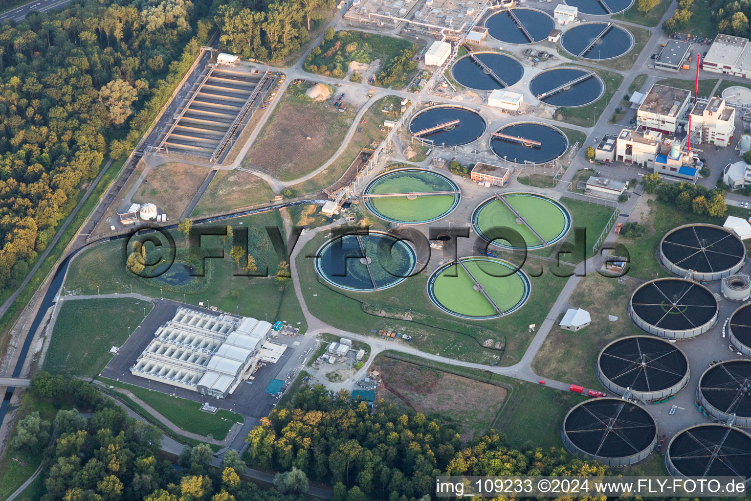 Sewage treatment plant in the district Knielingen in Karlsruhe in the state Baden-Wuerttemberg, Germany