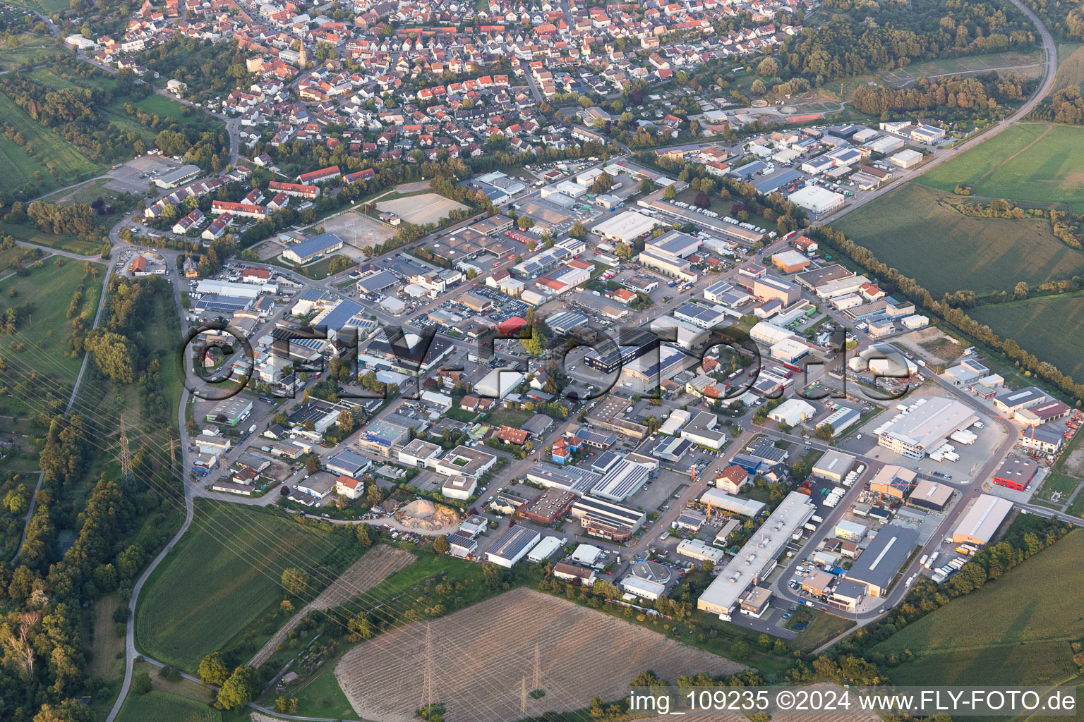 District Eggenstein in Eggenstein-Leopoldshafen in the state Baden-Wuerttemberg, Germany from the drone perspective