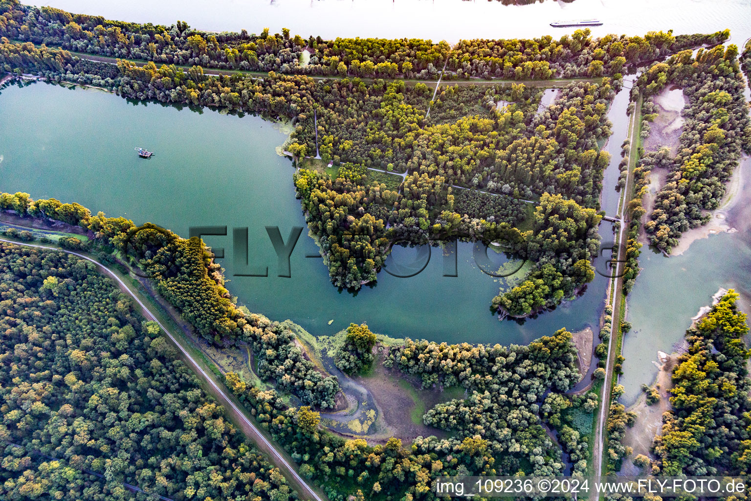 Quarry ponds in the district Leopoldshafen in Eggenstein-Leopoldshafen in the state Baden-Wuerttemberg, Germany