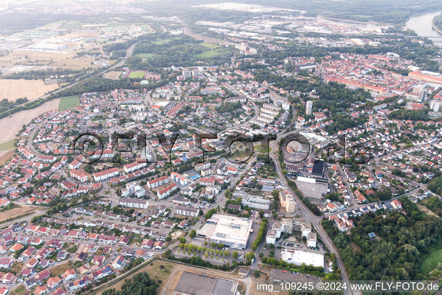 Germersheim in the state Rhineland-Palatinate, Germany from the drone perspective