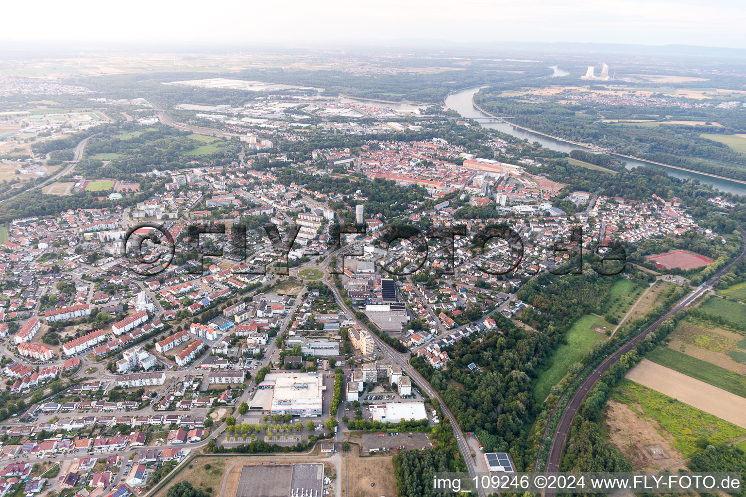 Germersheim in the state Rhineland-Palatinate, Germany from a drone