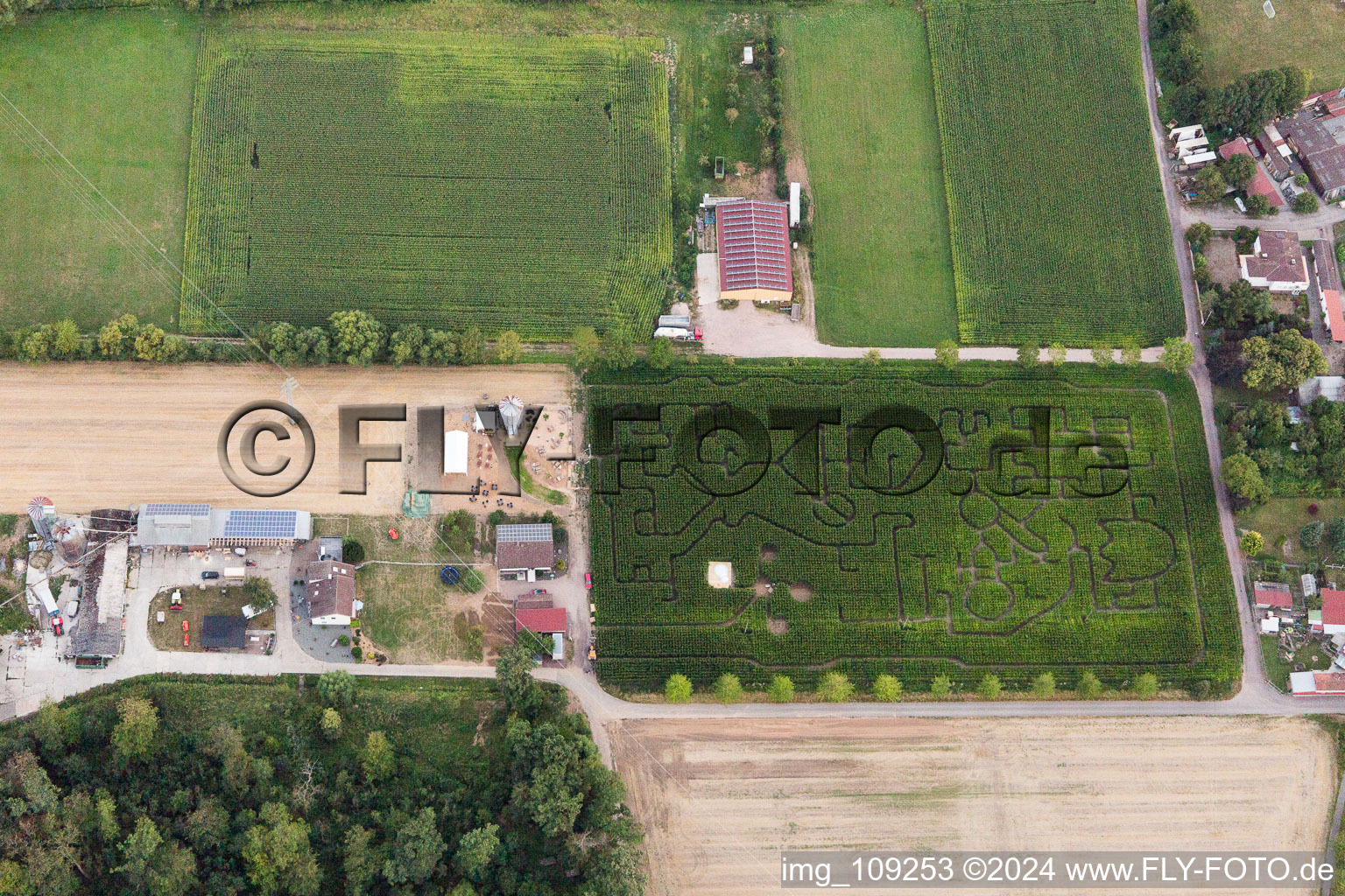 Steinweiler in the state Rhineland-Palatinate, Germany viewn from the air