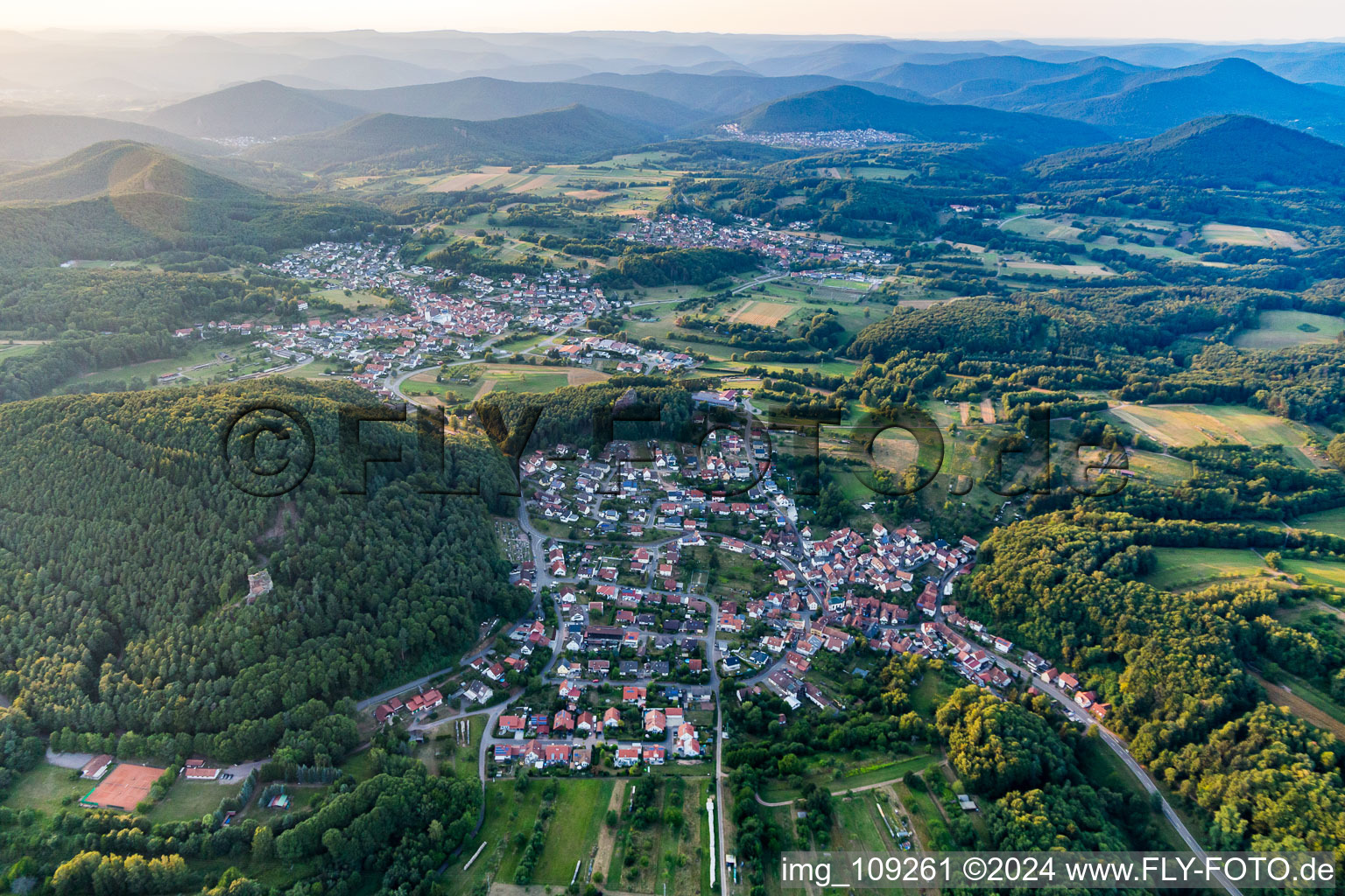 Aerial view of District Stein in Gossersweiler-Stein in the state Rhineland-Palatinate, Germany