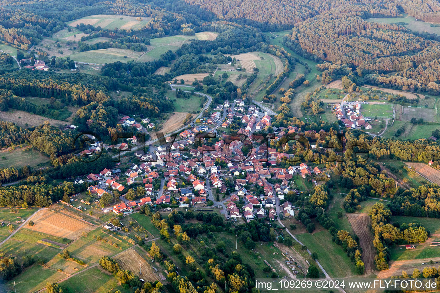 Völkersweiler in the state Rhineland-Palatinate, Germany from above