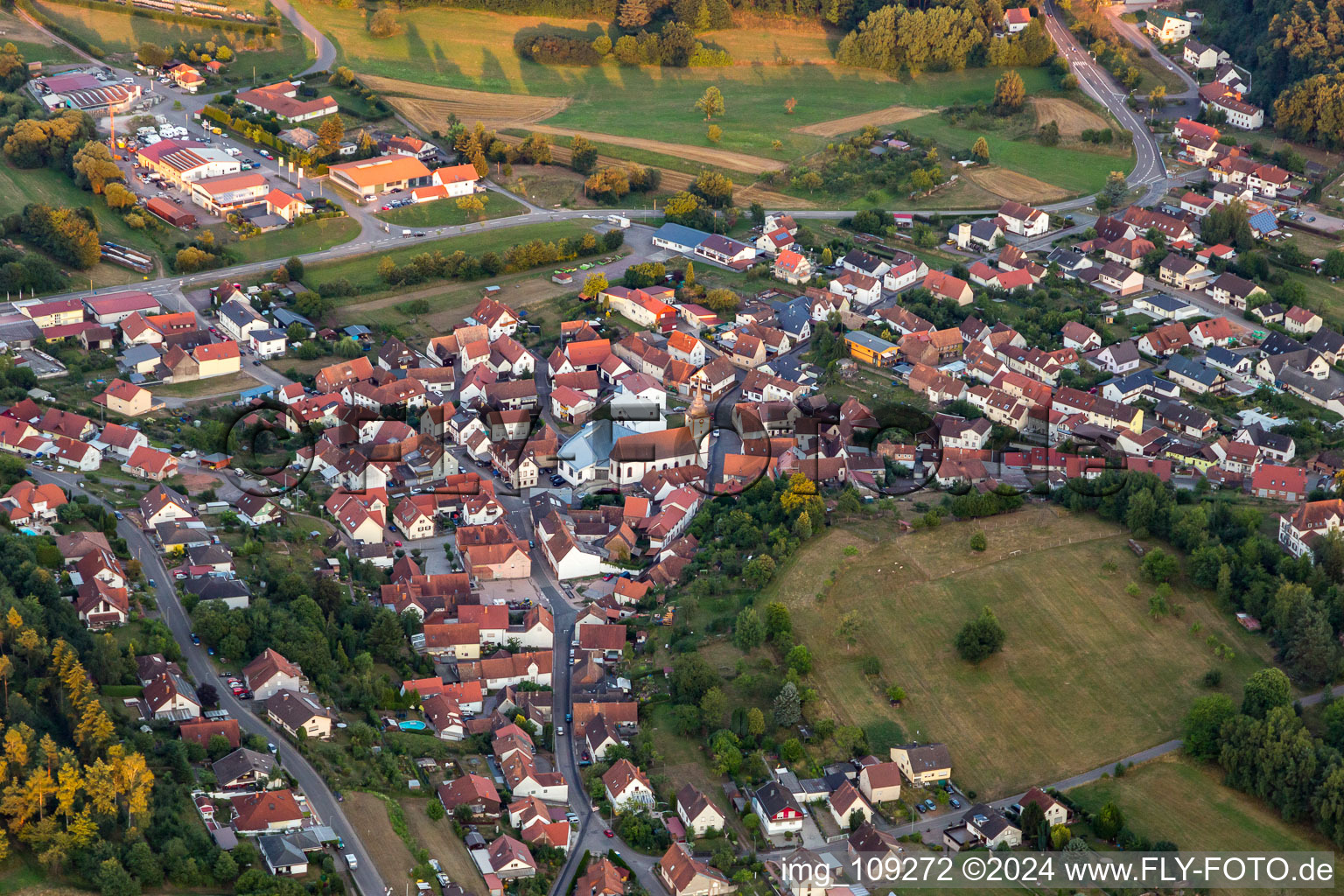District Gossersweiler in Gossersweiler-Stein in the state Rhineland-Palatinate, Germany from the plane