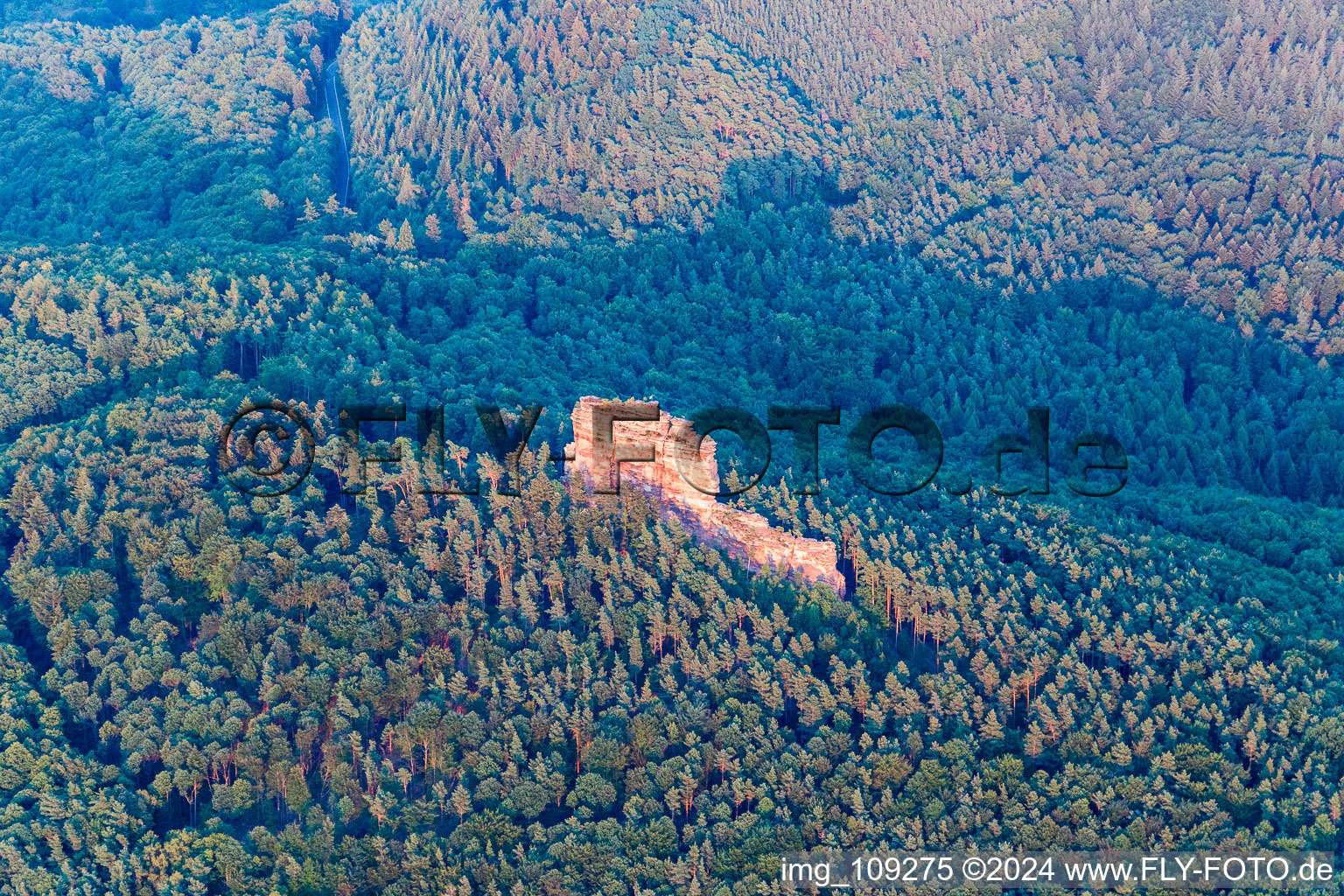 Wernersberg in the state Rhineland-Palatinate, Germany seen from a drone