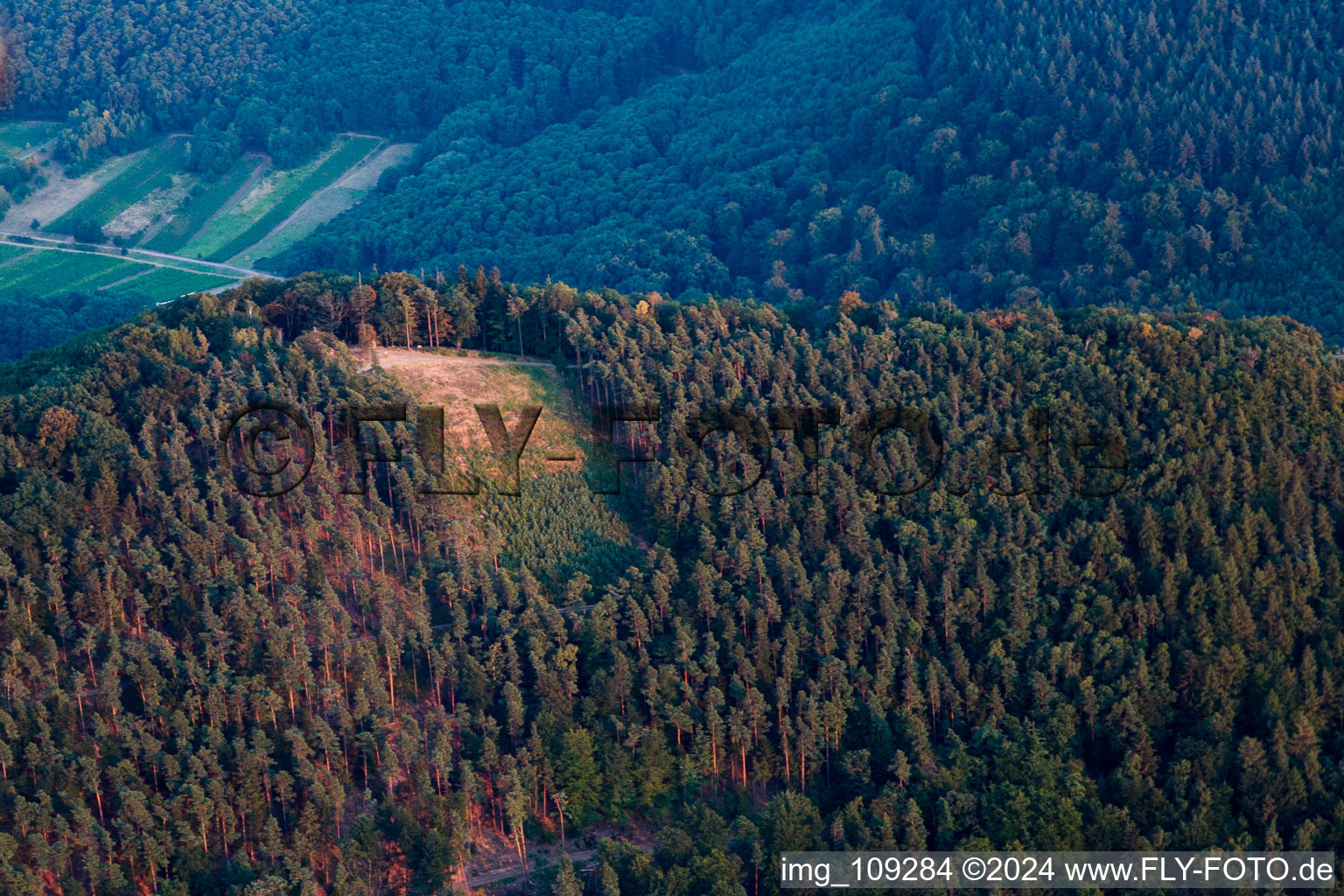 Aerial view of N-starting point at Hohenberg in Birkweiler in the state Rhineland-Palatinate, Germany