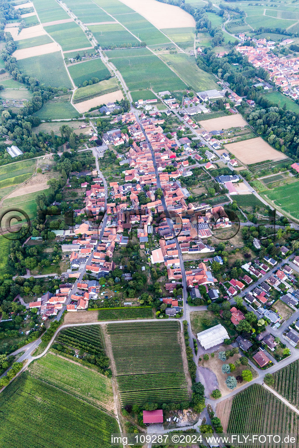 District Heuchelheim in Heuchelheim-Klingen in the state Rhineland-Palatinate, Germany seen from above