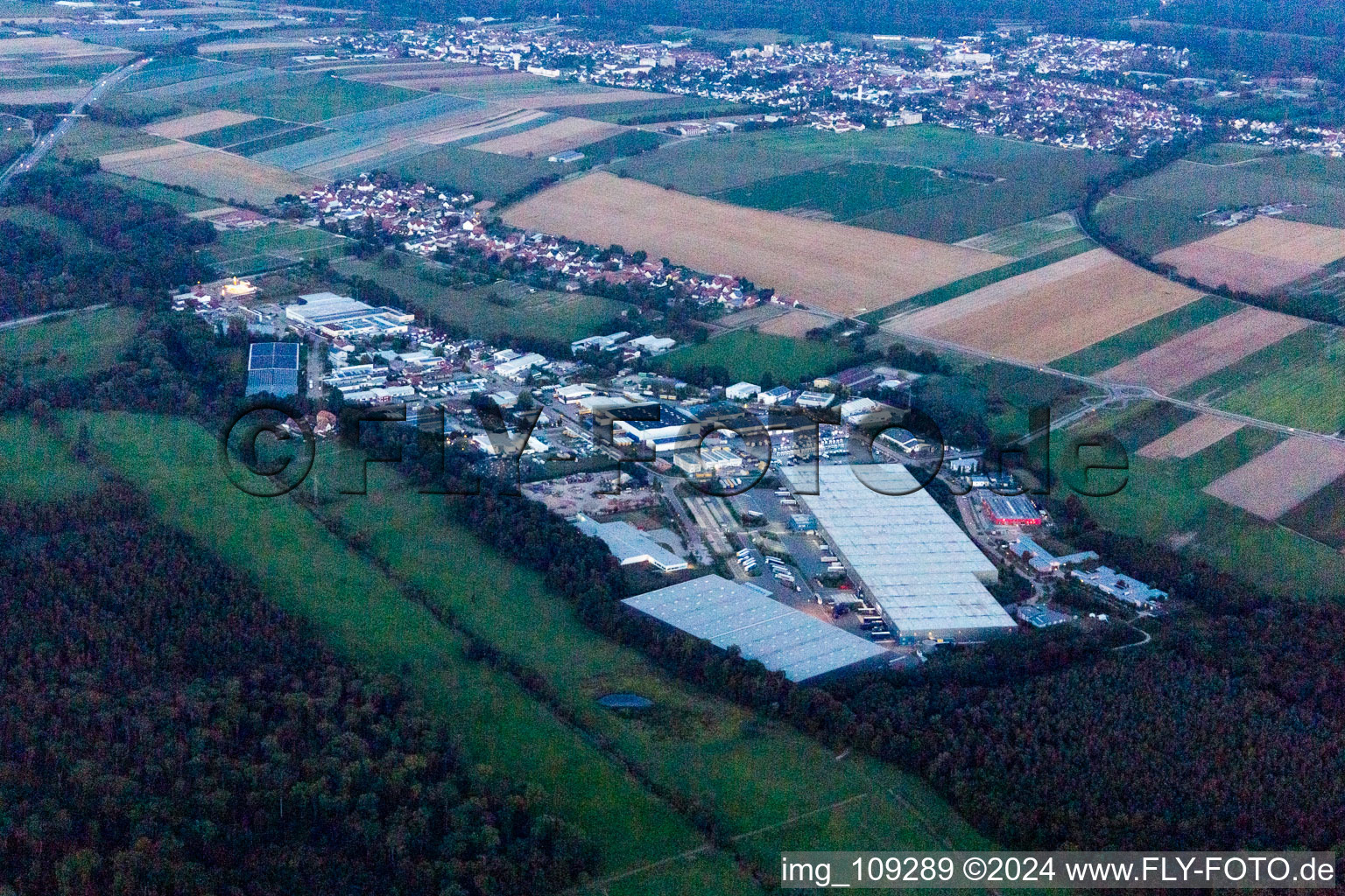 Aerial view of Horst Industrial Estate in the district Minderslachen in Kandel in the state Rhineland-Palatinate, Germany