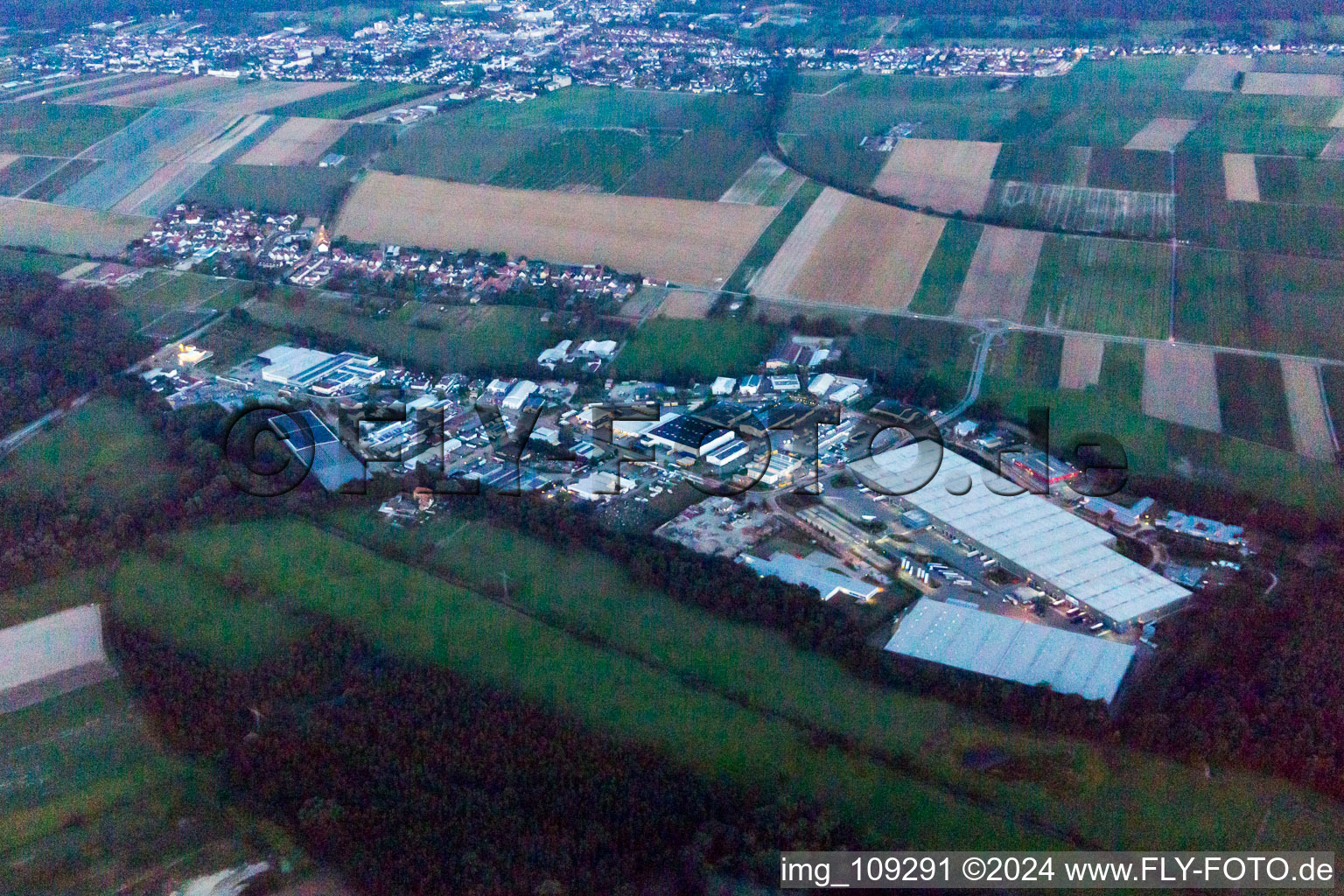 Drone recording of Horst Industrial Estate in the district Minderslachen in Kandel in the state Rhineland-Palatinate, Germany