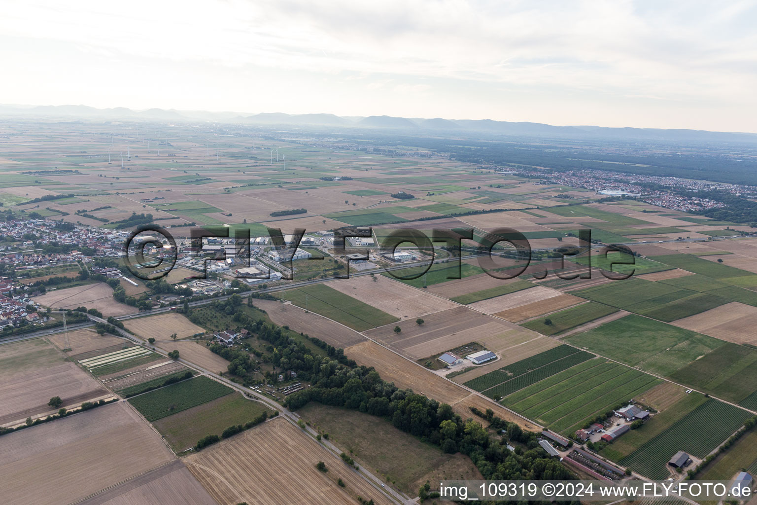 Aerial photograpy of Industrial area N in Rülzheim in the state Rhineland-Palatinate, Germany