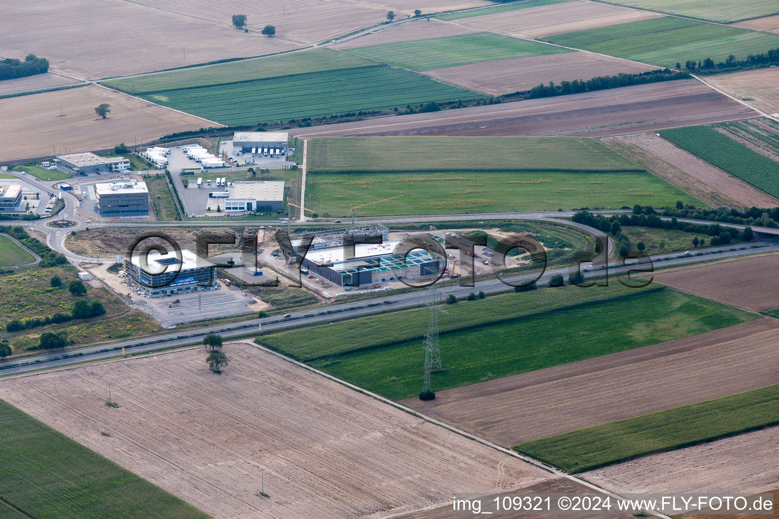 Oblique view of Industrial area N in Rülzheim in the state Rhineland-Palatinate, Germany