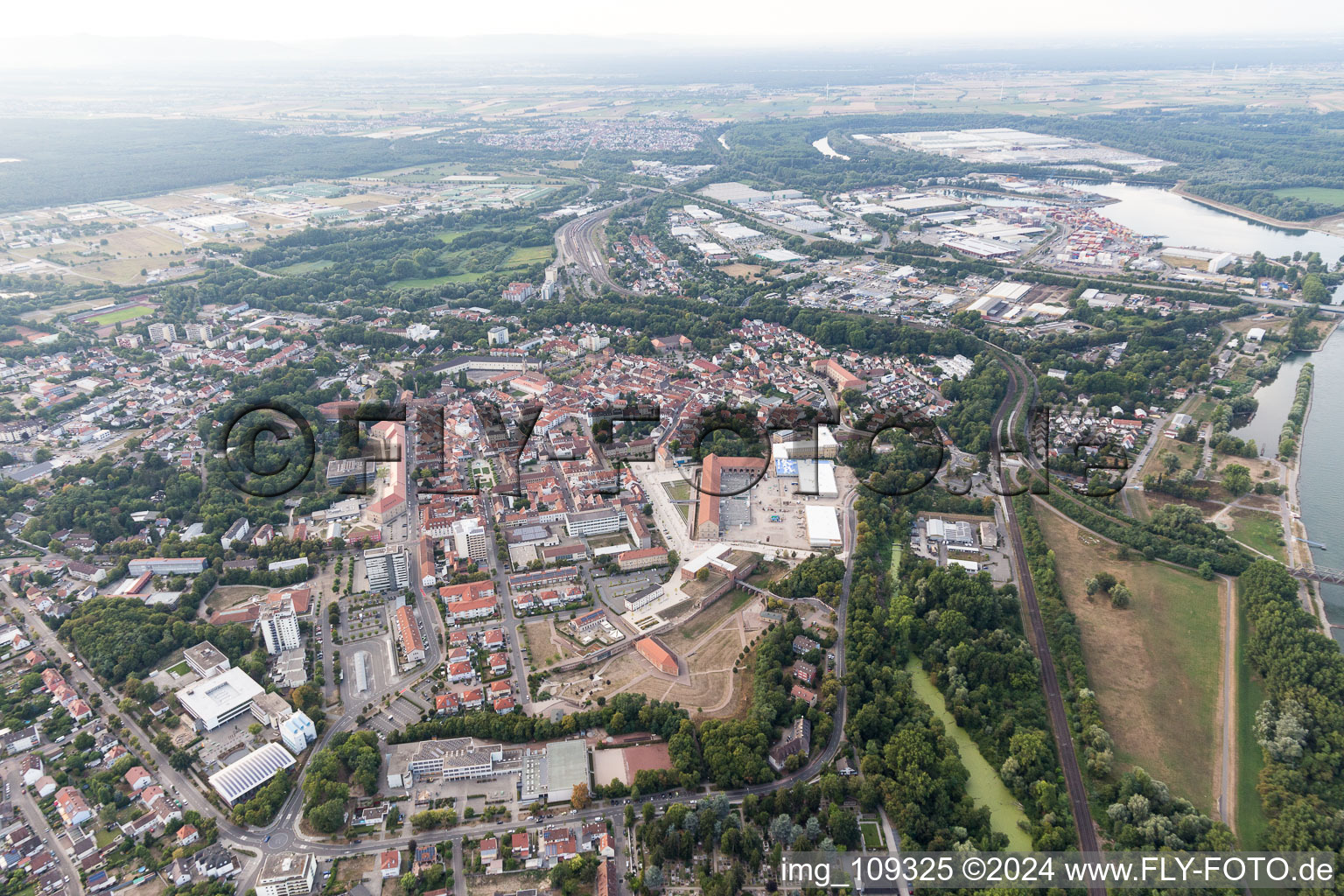 Aerial photograpy of Germersheim in the state Rhineland-Palatinate, Germany