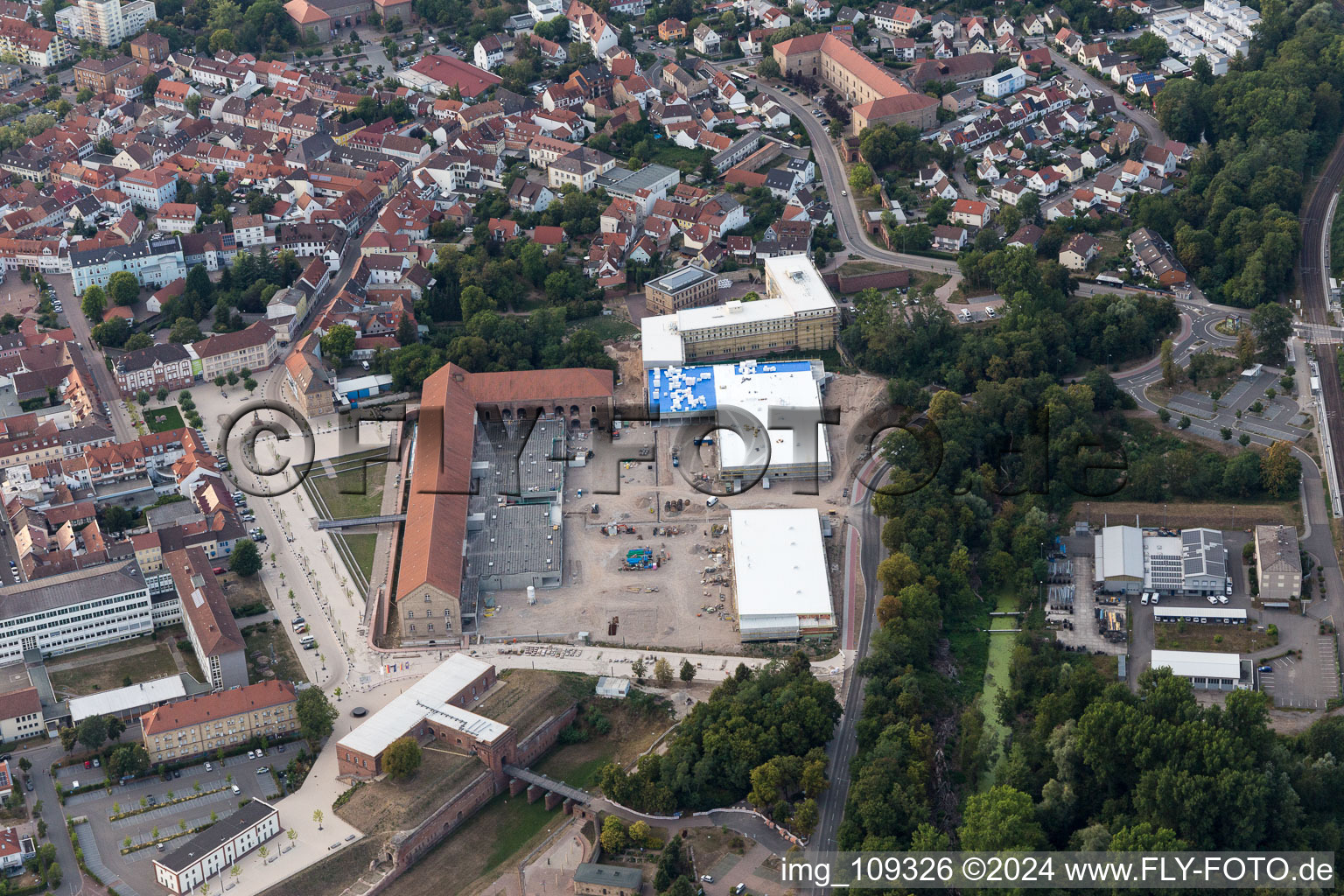 Oblique view of Germersheim in the state Rhineland-Palatinate, Germany