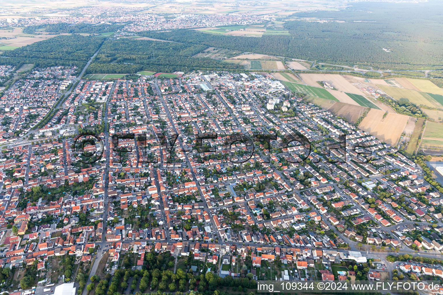 Ketsch in the state Baden-Wuerttemberg, Germany from the plane