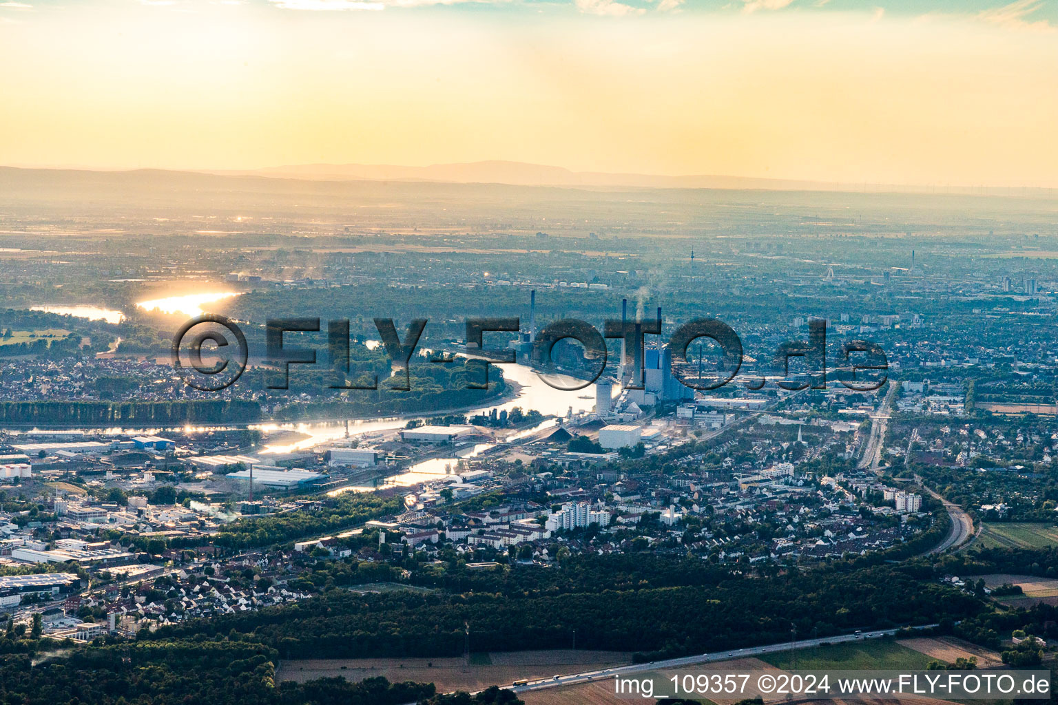 Rheinau Harbour in the district Rheinau in Mannheim in the state Baden-Wuerttemberg, Germany from a drone