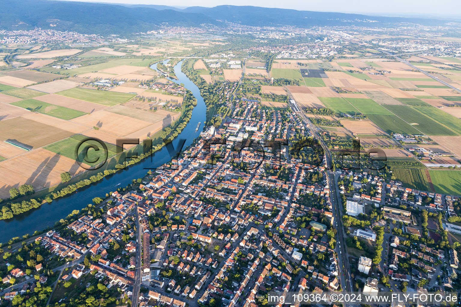 Oblique view of District Edingen in Edingen-Neckarhausen in the state Baden-Wuerttemberg, Germany