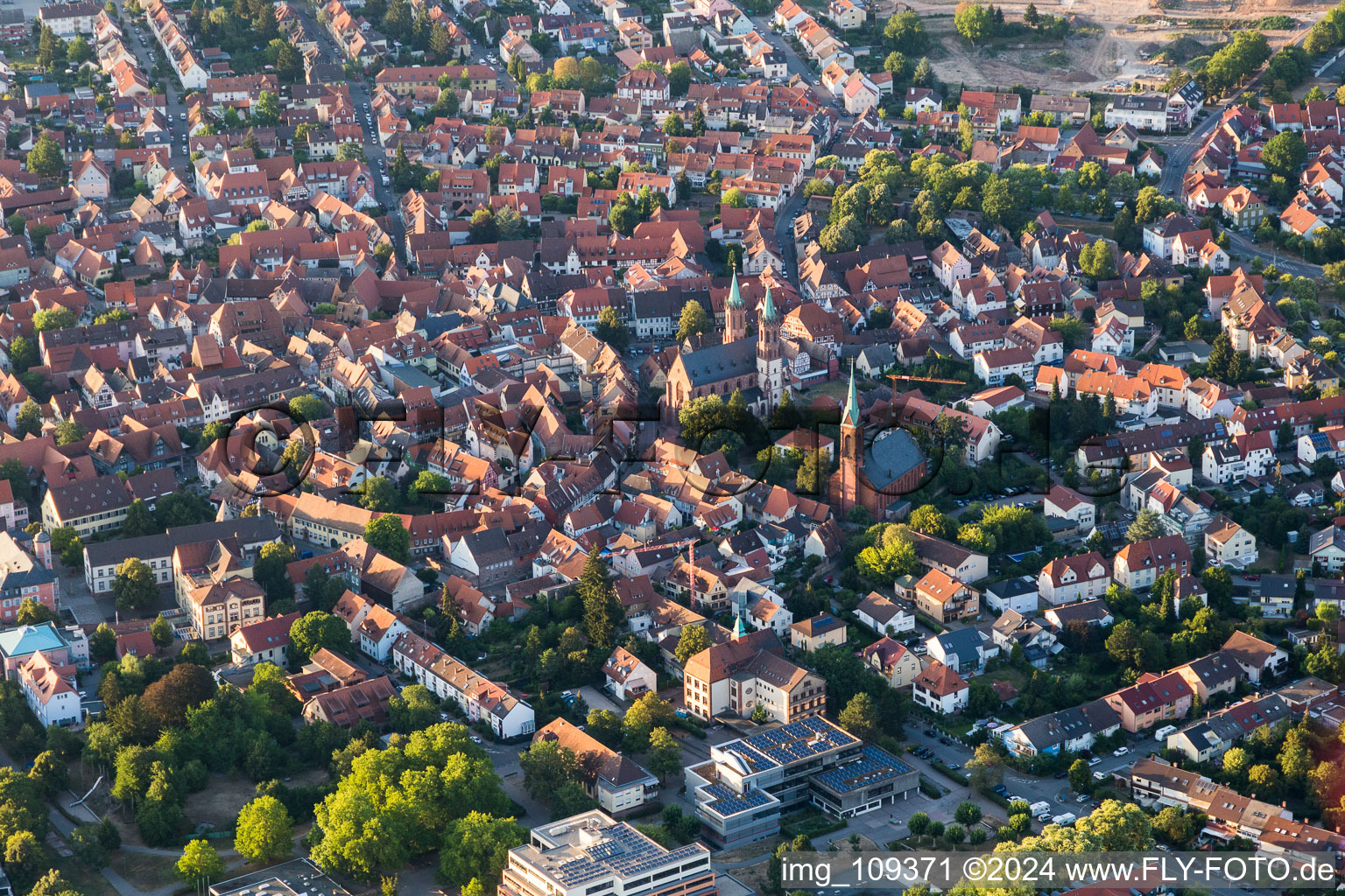 Old Town area and city center in Ladenburg in the state Baden-Wurttemberg, Germany