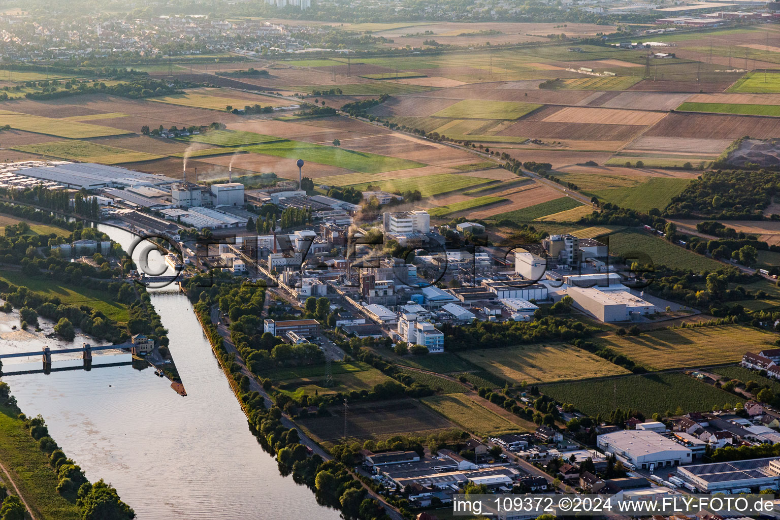 Building and production halls on the premises of the chemical manufacturers ICL Germany Ladenburg / BK Giulini GmbH on Neckar in Ladenburg in the state Baden-Wurttemberg, Germany