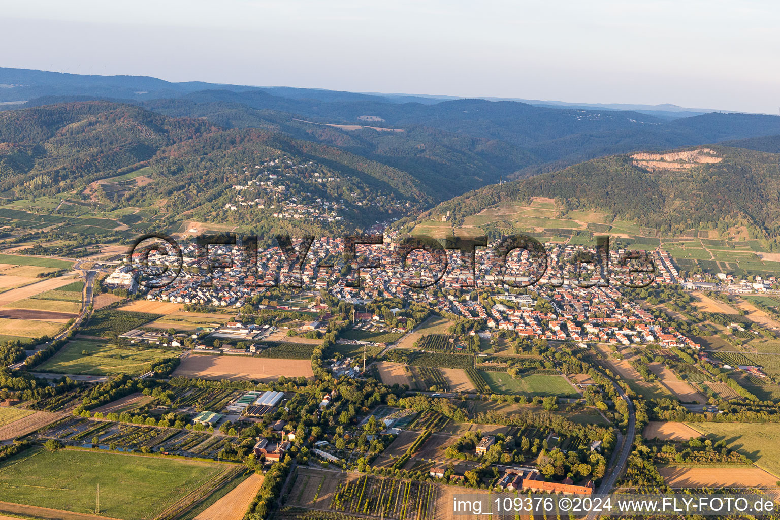 Schriesheim in the state Baden-Wuerttemberg, Germany viewn from the air