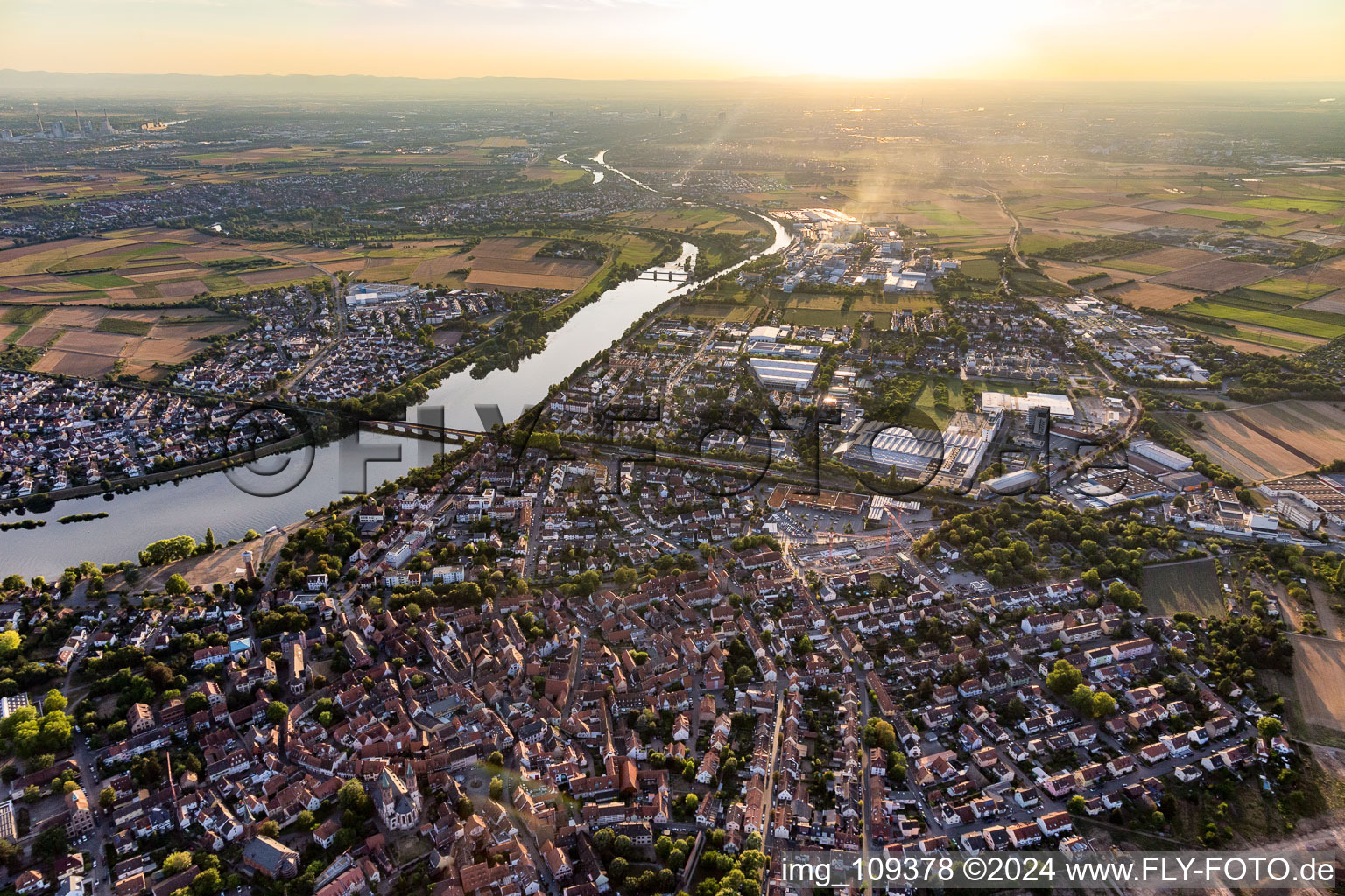 Town on the banks of the Neckar river in Ladenburg in the state Baden-Wurttemberg, Germany