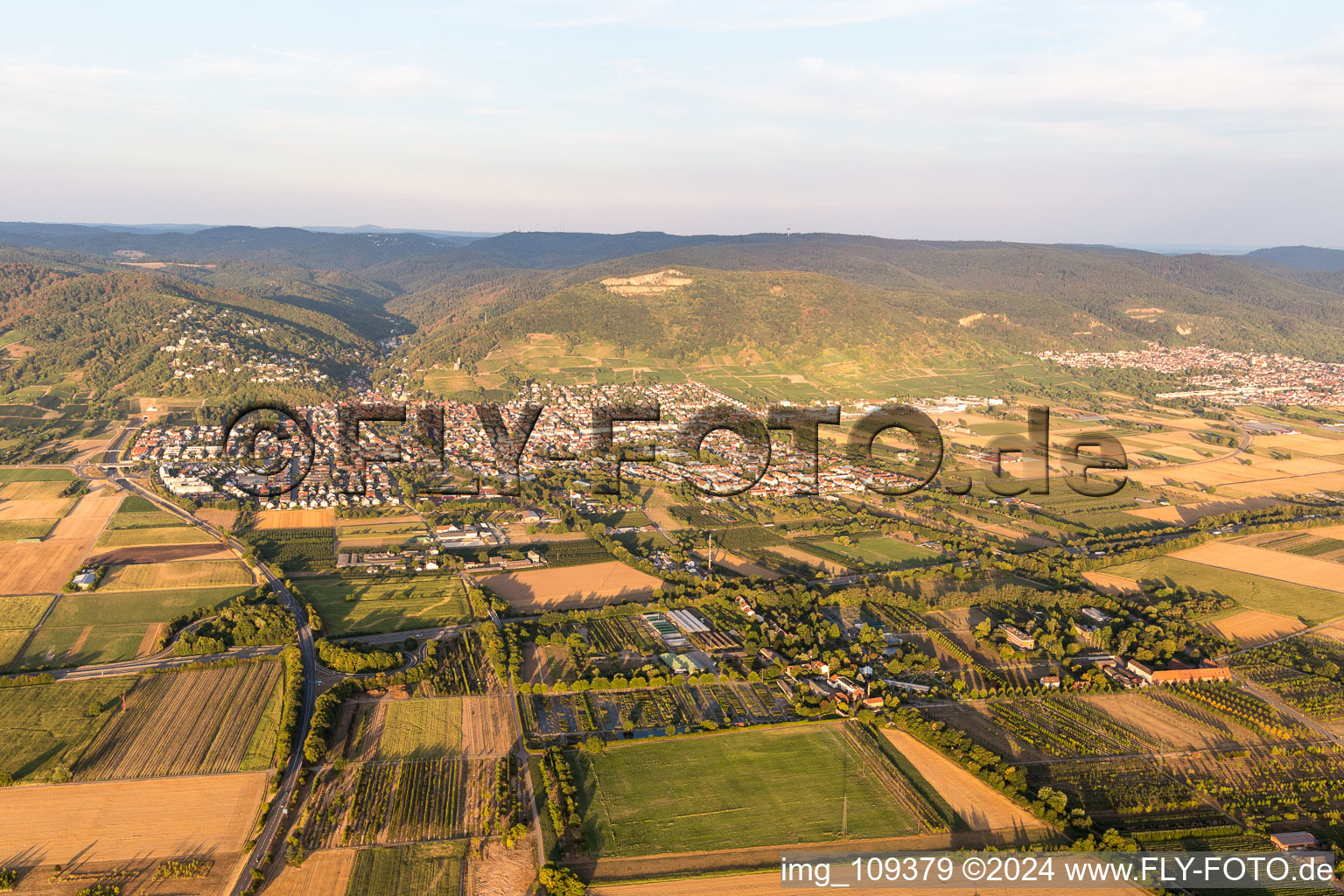 Drone recording of Schriesheim in the state Baden-Wuerttemberg, Germany