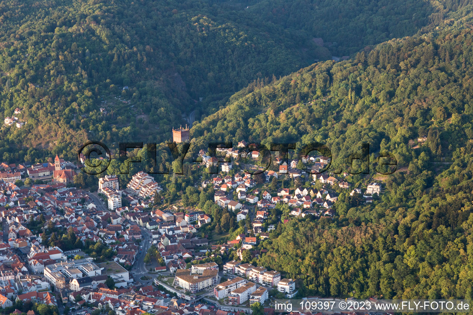 Aerial photograpy of Weinheim in the state Baden-Wuerttemberg, Germany